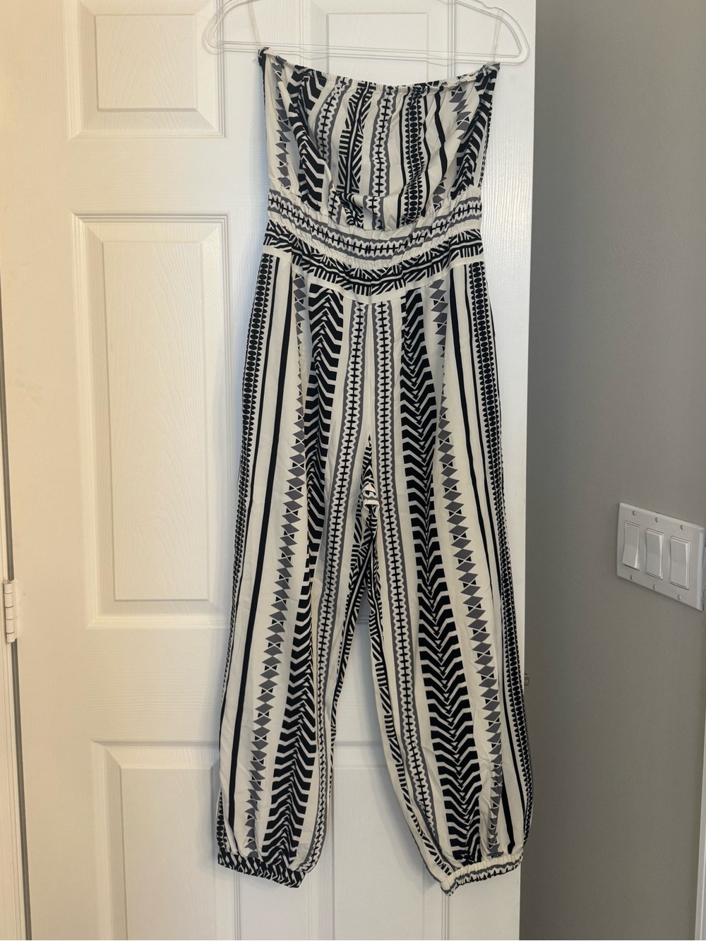 Strapless Black & White Printed Jumpsuit